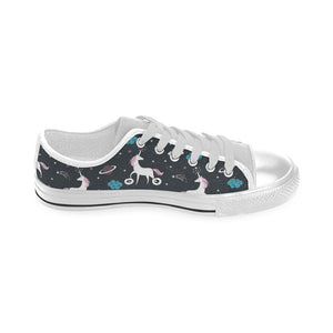 unicorn rainbows moon clound star pattern Men's Low Top Shoes White