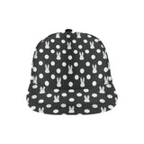 Cute white rabbit polka dots black background All Over Print Snapback Cap