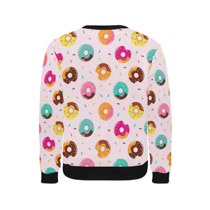 Donut pattern glaze pink background Men's Crew Neck Sweatshirt