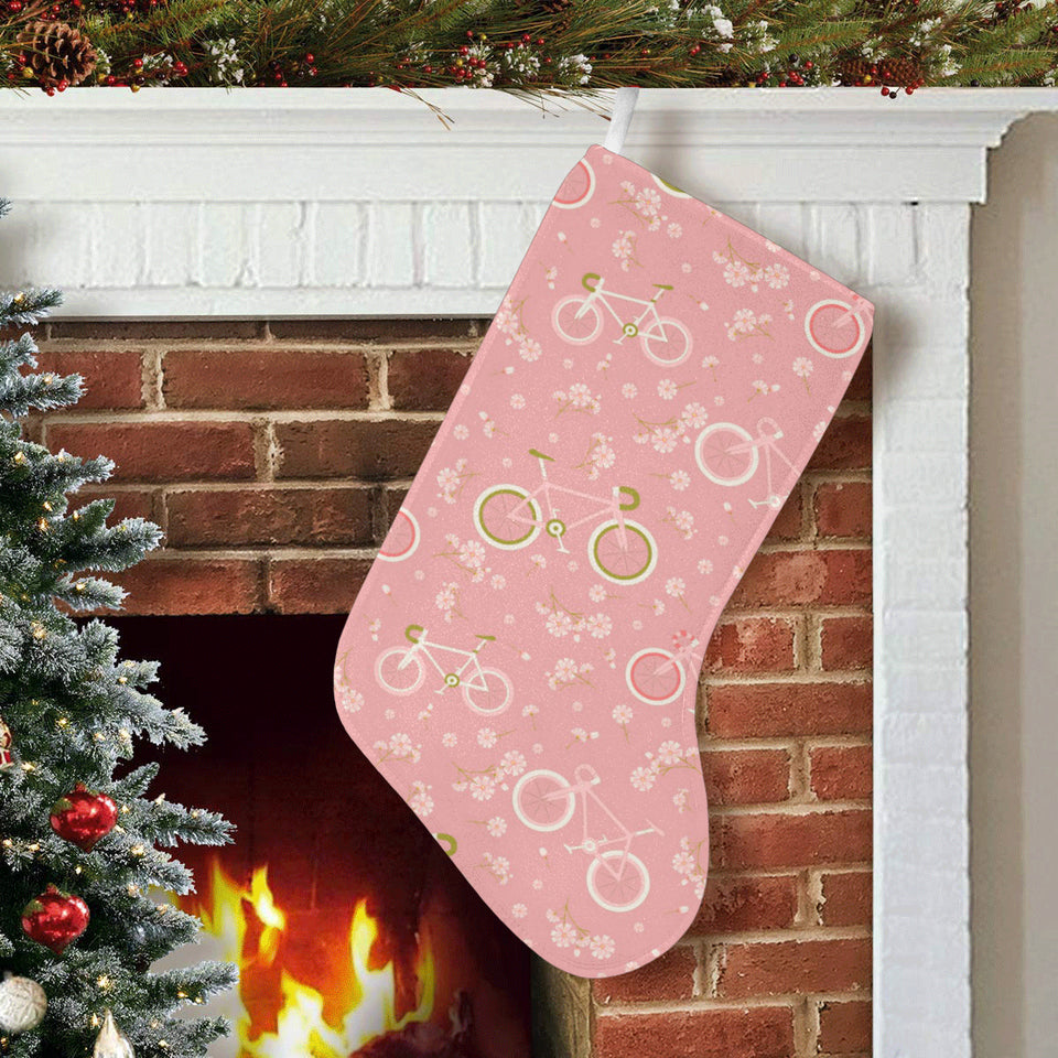 Bicycle Pattern Print Design 02 Christmas Stocking