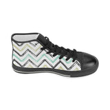 zigzag  chevron paint pattern Women's High Top Canvas Shoes Black