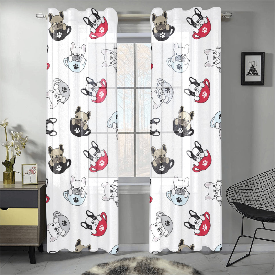 French bulldog cup paw pattern Gauze Curtain
