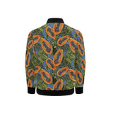 Colorful papaya tropical leaves Kids' Boys' Girls' Bomber Jacket