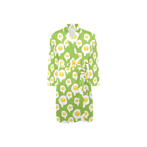 Fried Eggs Pattern Print Design 01 Men's Long Sleeve Belted Night Robe
