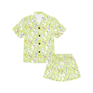 Tennis Pattern Print Design 01 Kids' Boys' Girls' V-Neck Short Pajama Set