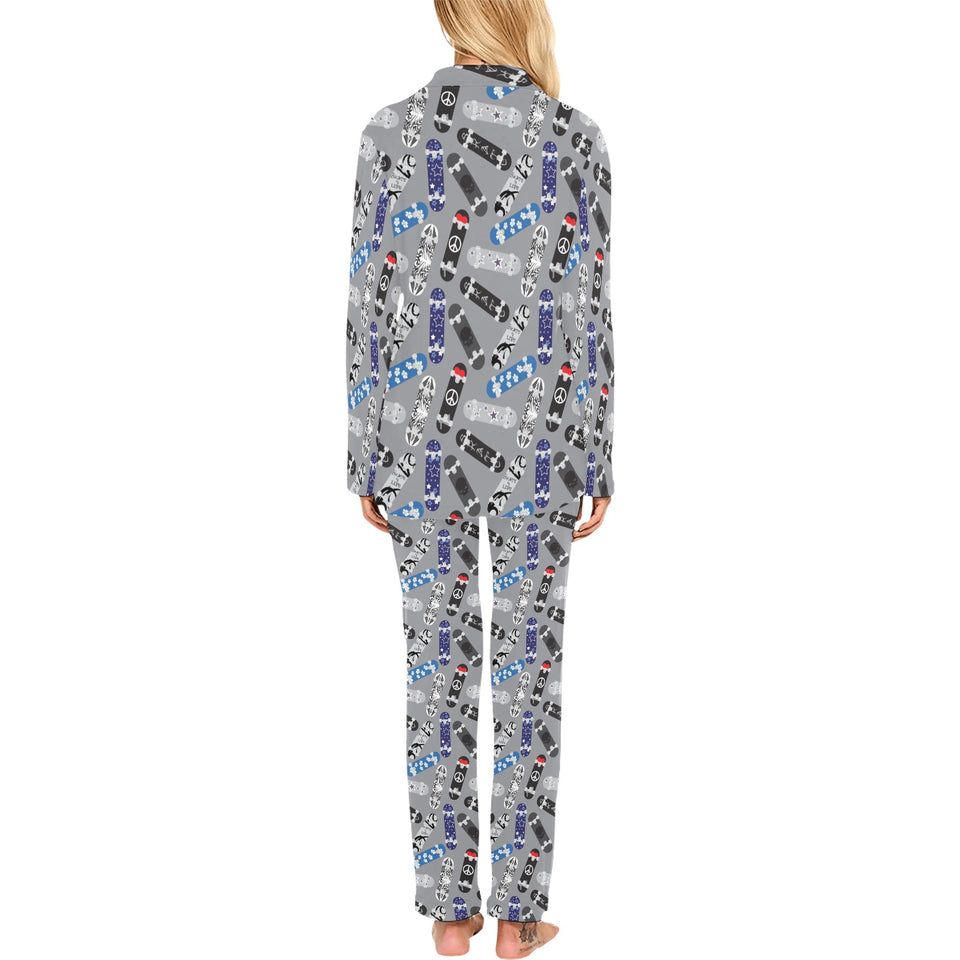 Skate Board Pattern Print Design 03 Women's Long Pajama Set