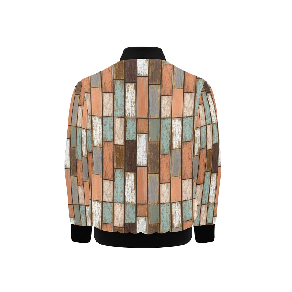 Wood Printed Pattern Print Design 02 Kids' Boys' Girls' Bomber Jacket