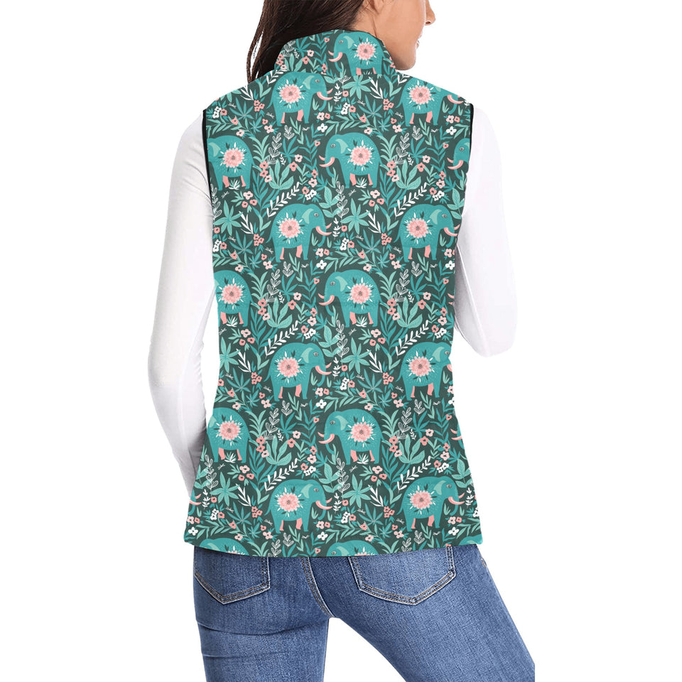 Elephants jungle pattern Women's Padded Vest
