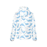 Blue whale pattern Women's Padded Hooded Jacket