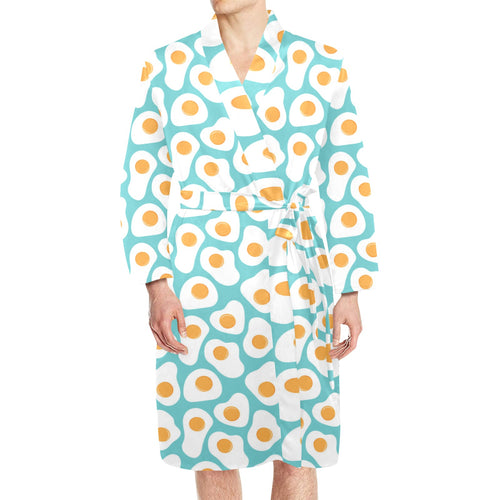 Fried Eggs Pattern Print Design 04 Men's Long Sleeve Belted Night Robe