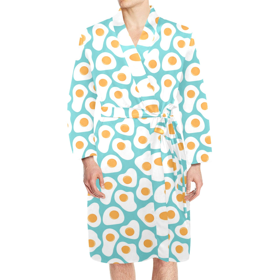 Fried Eggs Pattern Print Design 04 Men's Long Sleeve Belted Night Robe
