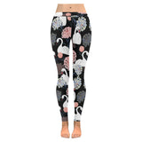 white swan blooming flower pattern Women's Legging Fulfilled In US