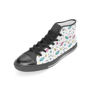 Candy design pattern Women's High Top Canvas Shoes Black