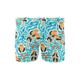 Cute sea otters fishe sea urchin pattern Men's Swimming Trunks