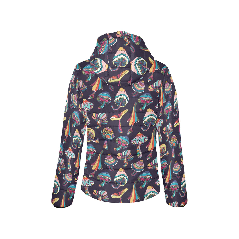 Colorful mushroom pattern Women's Padded Hooded Jacket