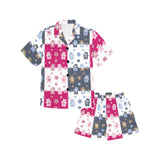 Teddy Bear Pattern Print Design 03 Kids' Boys' Girls' V-Neck Short Pajama Set