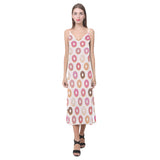 Colorful donut pattern V-Neck Open Fork Long Dress