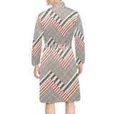 zigzag chevron striped pattern Men's Long Sleeve Belted Night Robe