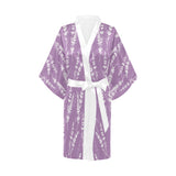Lavender flowers purple pattern Women's Short Kimono Robe