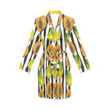 papaya design pattern Women's Long Sleeve Belted Night Robe