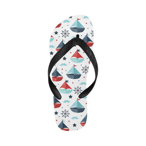 Cute color paper sailboat pattern Unisex Flip Flops