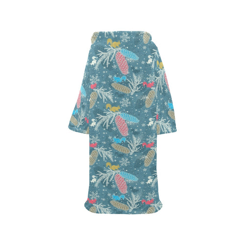 Squirrel Pattern Print Design 01 Blanket Robe with Sleeves