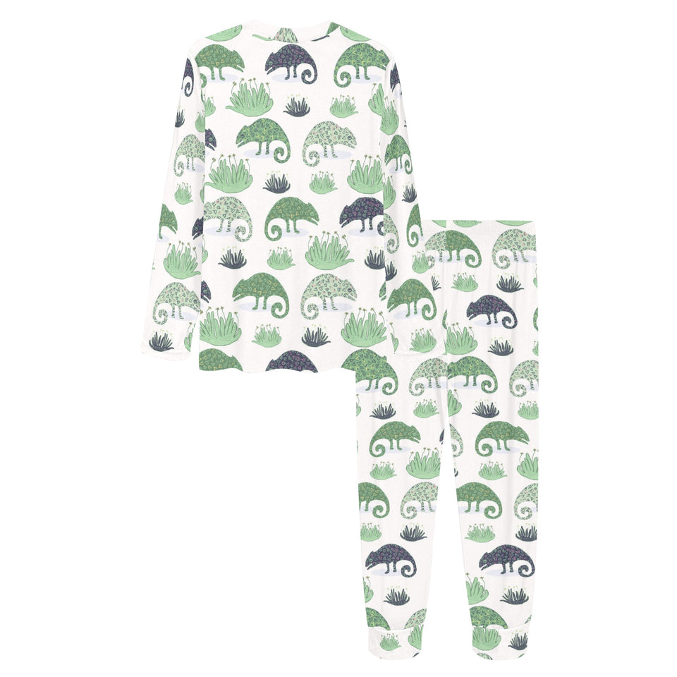 Chameleon lizard succulent plant pattern Women's All Over Print Pajama Set