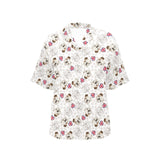 English Bulldog Pattern Print Design 01 Women's All Over Print Hawaiian Shirt