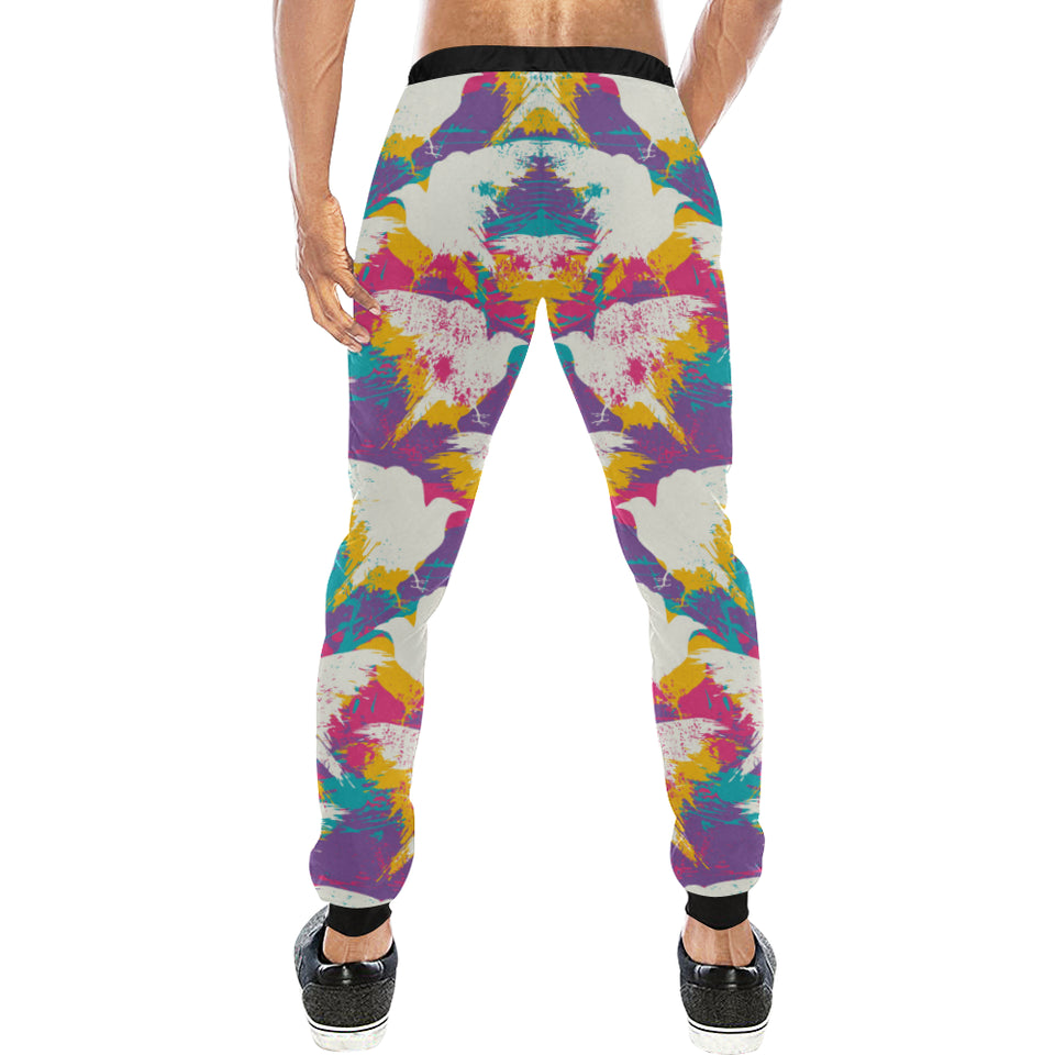 Colorful crow illustration pattern Unisex Casual Sweatpants