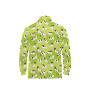 Jack Russel Pattern Print Design 01 Men's Long Sleeve Polo Shirt