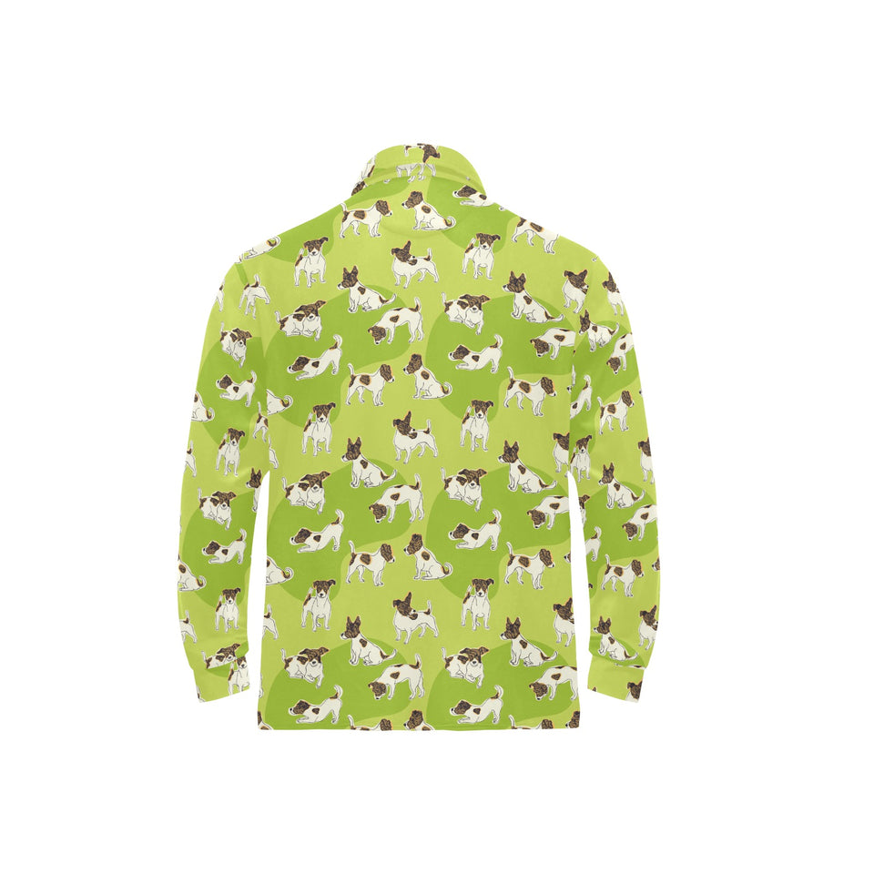 Jack Russel Pattern Print Design 01 Men's Long Sleeve Polo Shirt