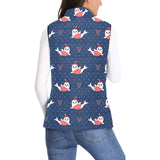 Cute sea lion seal christmas hat candy cane heart Women's Padded Vest