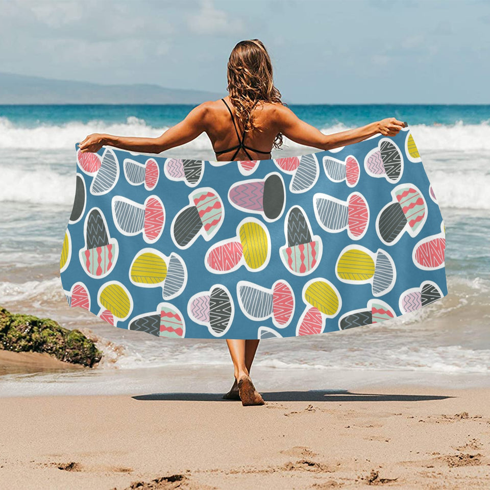 Colorful mushroom design pattern Beach Towel