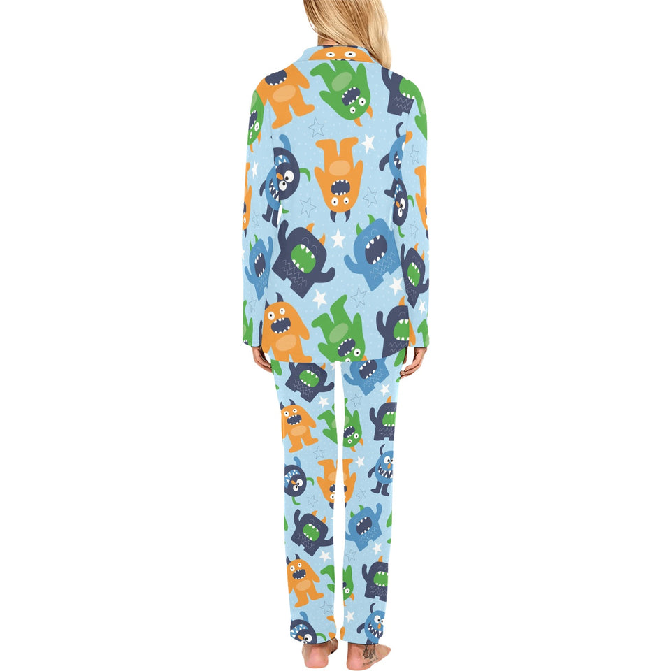 Alien Pattern Print Design 04 Women's Long Pajama Set