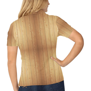 Wood Printed Pattern Print Design 05 Women's All Over Print Polo Shirt
