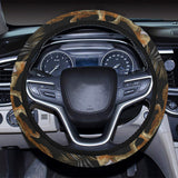 Chameleon lizard tropical leaves palm tree Car Steering Wheel Cover