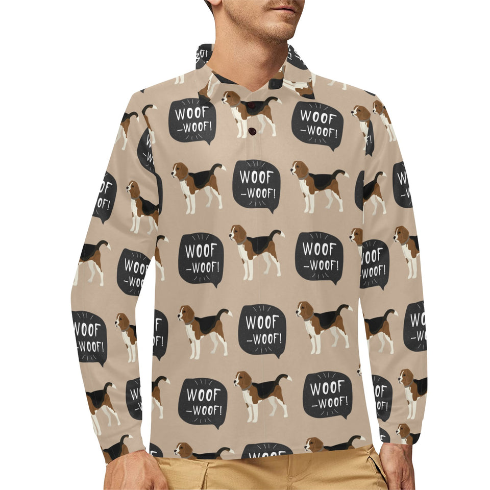 Beagle pattern Men's Long Sleeve Polo Shirt