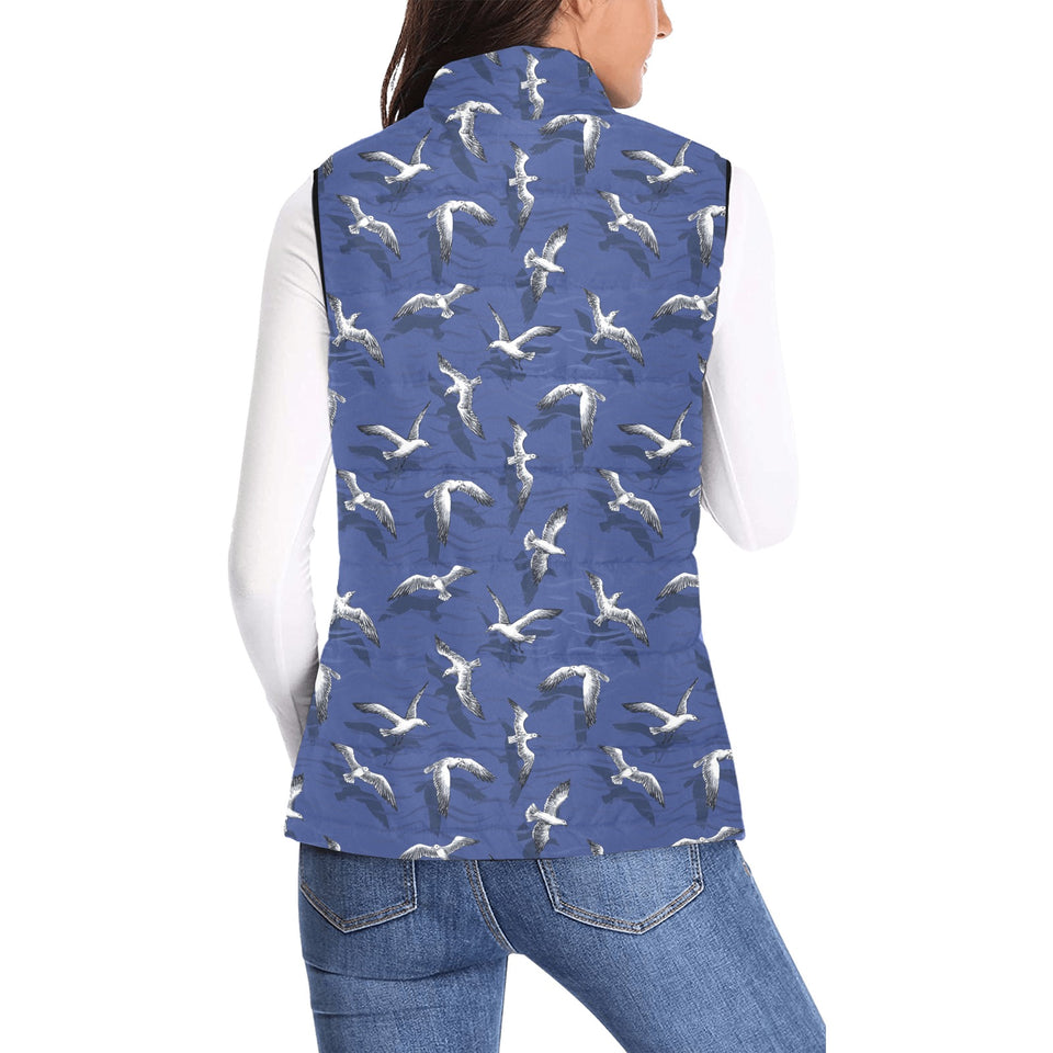 Seagull Pattern Print Design 03 Women's Padded Vest