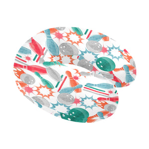 Watercolor bowling pattern U-Shaped Travel Neck Pillow