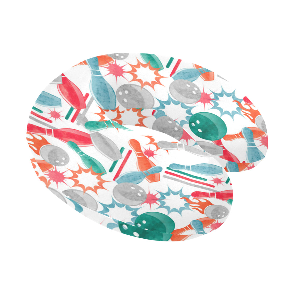 Watercolor bowling pattern U-Shaped Travel Neck Pillow