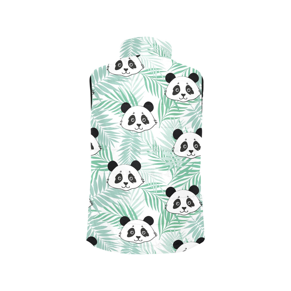 Panda pattern tropical leaves background Women's Padded Vest