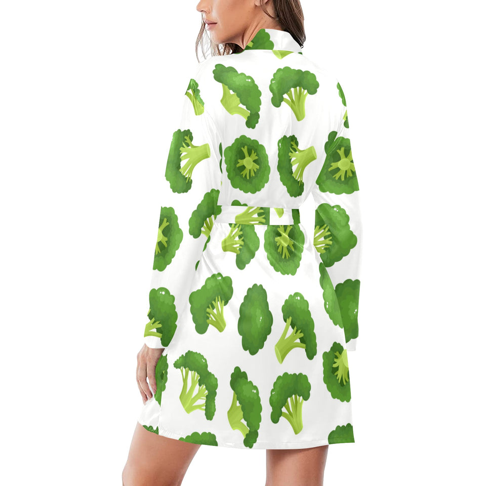 Cute broccoli pattern Women's Long Sleeve Belted Night Robe