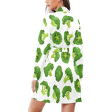 Cute broccoli pattern Women's Long Sleeve Belted Night Robe