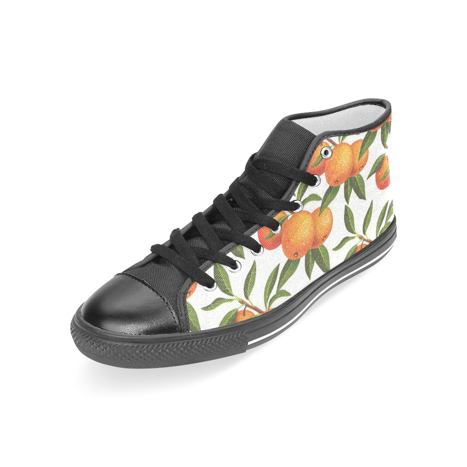 Oranges pattern background Women's High Top Canvas Shoes Black