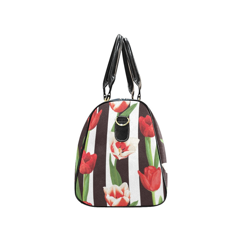 red and white tulips pattern Travel Bag