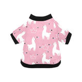 Llama Alpaca pink background All Over Print Pet Dog Round Neck Fuzzy Shirt