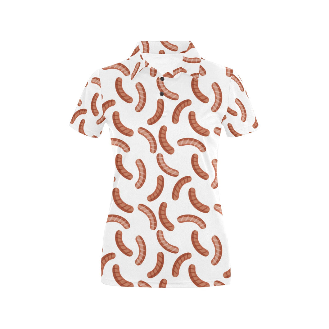 Sausage Pattern Print Design 04 Women's All Over Print Polo Shirt