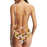 Colorful Maneki neko cat pattern Women's One-Piece Swimsuit