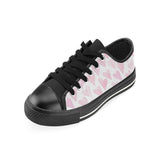 Watercolor pink heart pattern Men's Low Top Canvas Shoes Black