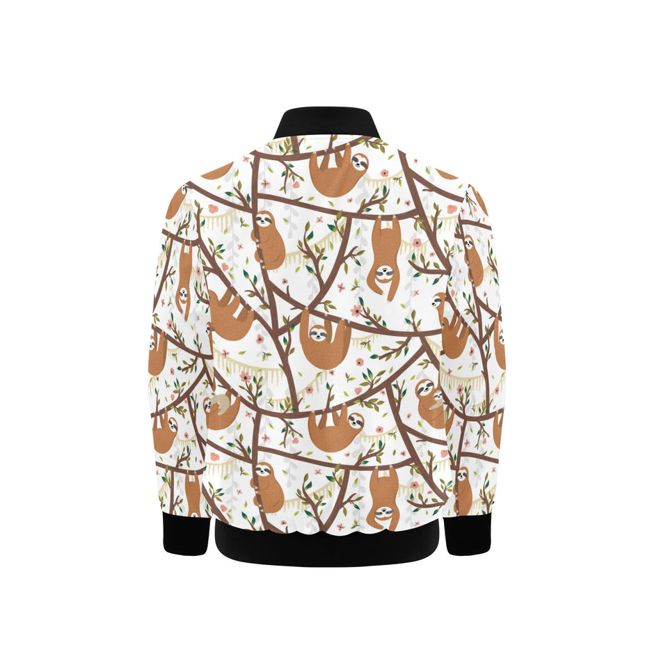 Sloths hanging on the tree pattern Kids' Boys' Girls' Bomber Jacket